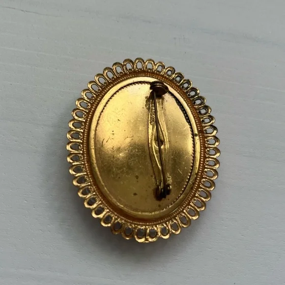 Vintage 1950’s Rose Ceramic Pin Brooch - Picture 4 of 6